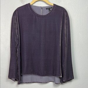 Eileen Fisher Lavender Purple Velvet Silk Blend Long Sleeve Top Small Petite